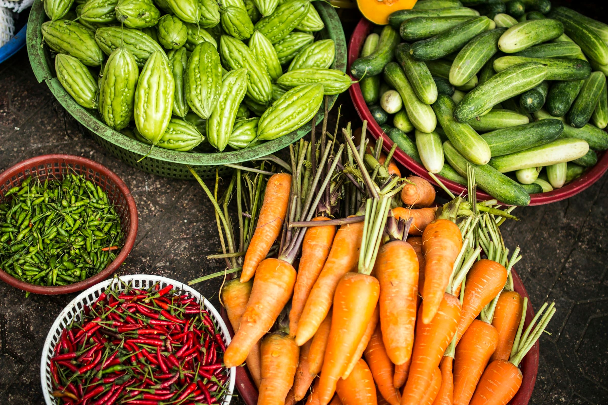 Fresh produce at a local farmers market